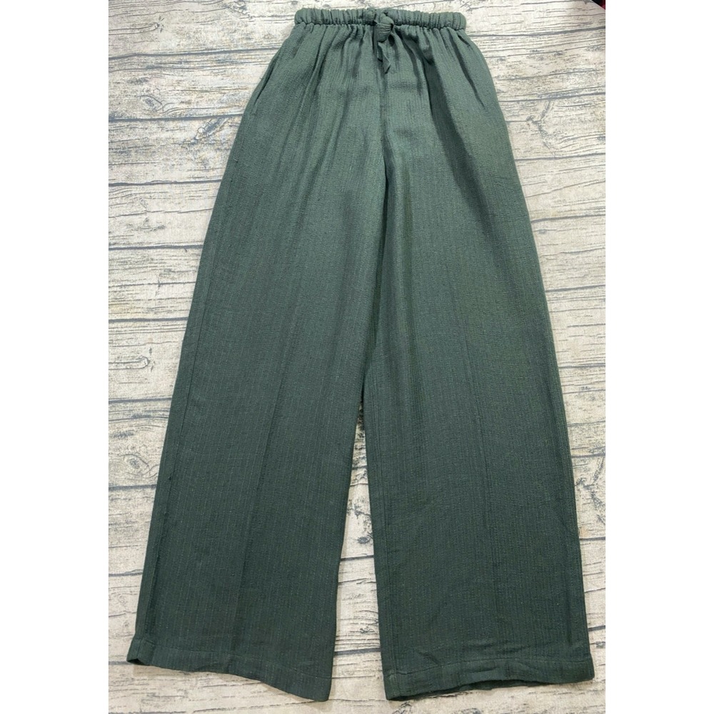 Eileen Fisher Womens S Vtg 90s Evergreen Drawstring Linen Blend Wide Leg Pants
